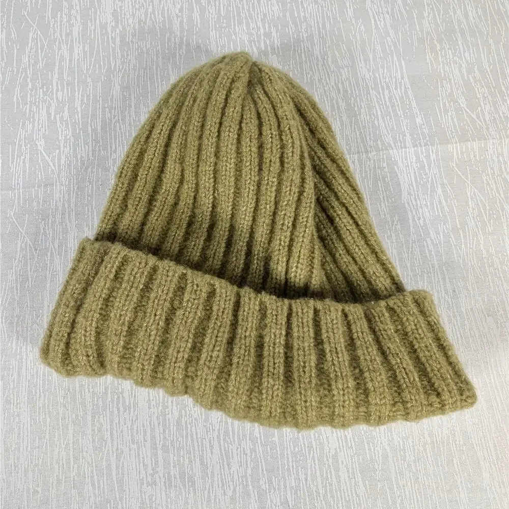 Steve Madden Knit Beanie Hat Womens Green Winter Hat